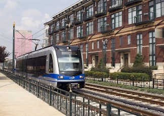 Transit-oriented development along the LYNX line. Photo by Charlotte Area Transit System.